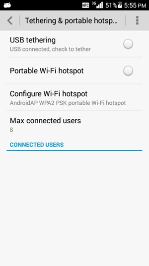 Select Configure Wi-Fi hotspot