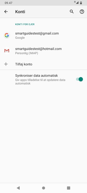 Vælg din Google konto