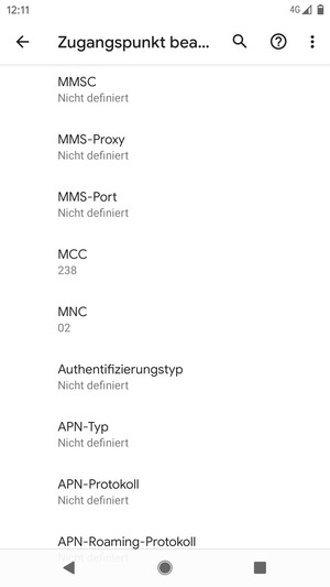 Scrollen Sie nach unten und geben Sie MMS-Informationen ein