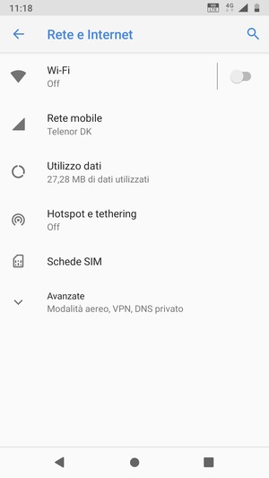 Seleziona Rete mobile