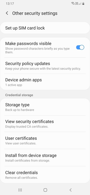 Select Set up SIM card lock