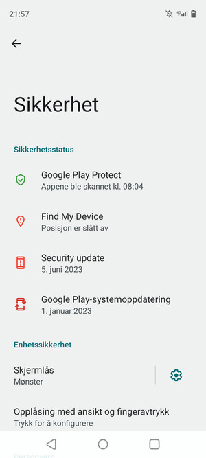 Telefonen din er nå sikret med en skjermlås