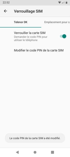 Votre code PIN de la carte SIM a été modifié