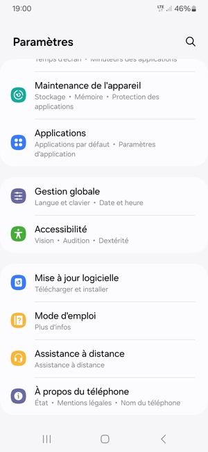 Faites défiler et sélectionnez Mise à jour logicielle