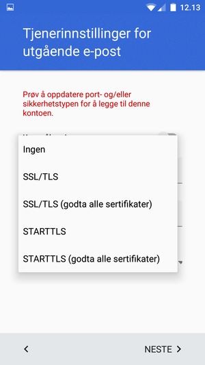 Velg Ingen og NESTE