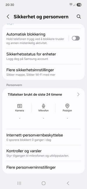Bla til og velg Flere sikkerhetsinnstillinger