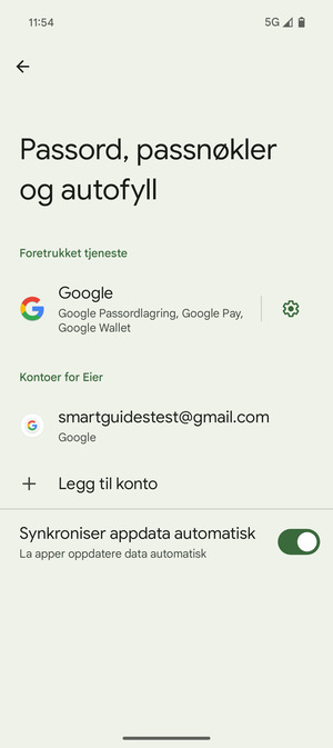 Velg din Google-konto