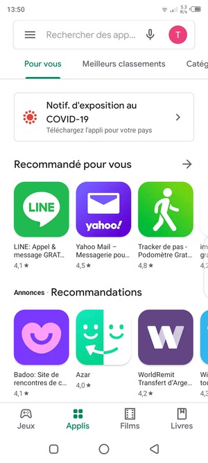 Sélectionnez la barre de Recherche