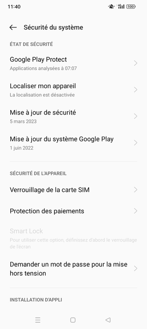 Sélectionnez Verrouillage de la carte SIM
