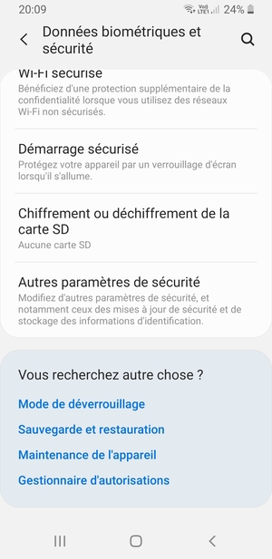 Faites défiler et sélectionnez Autres paramètres de sécurité