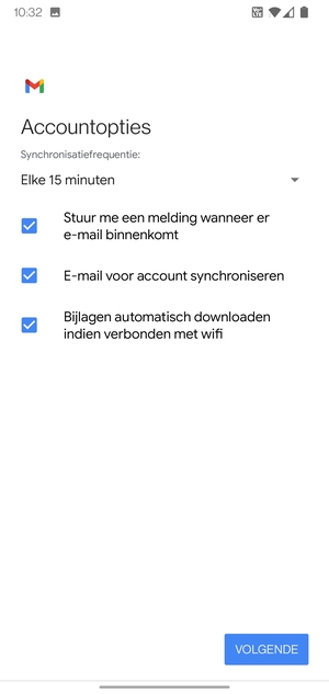 Selecteer VOLGENDE