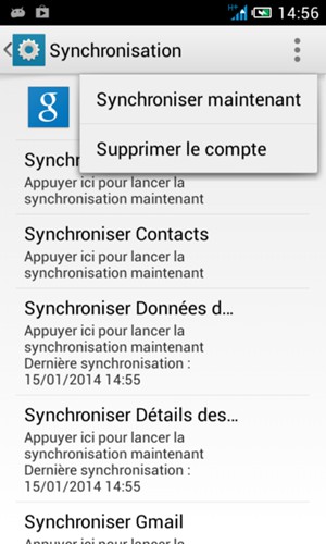 Sélectionnez Synchroniser maintenant