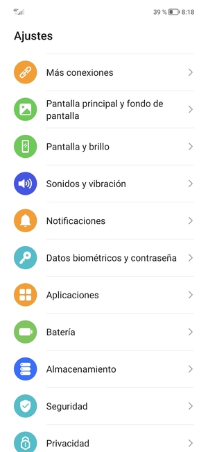 Para activar su bloqueo de pantalla, vaya al menú Ajustes y seleccione Datos biométricos y contraseña