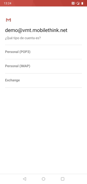 Seleccione Personal (POP3) o Personal (IMAP)