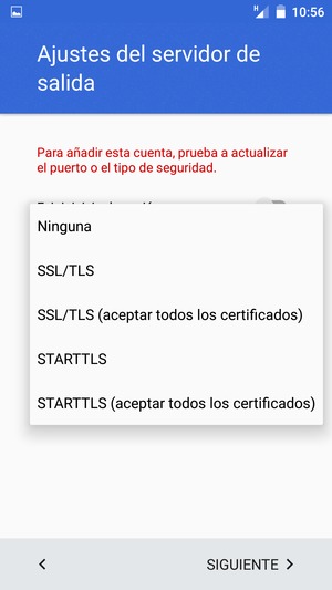 Seleccione Ninguna y SIGUIENTE