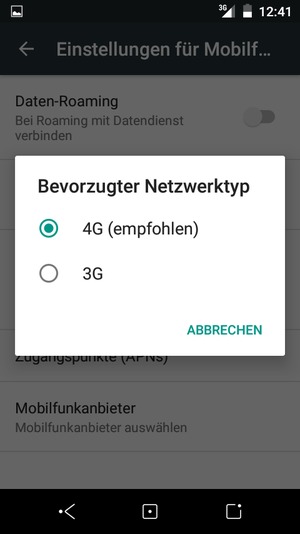 Wählen Sie die gewünschte Option