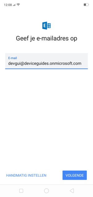 Voer uw e-mailadres in en selecteer HANDMATIG INSTELLEN