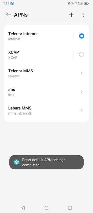 Your phone will reset to default Internet and MMS settings