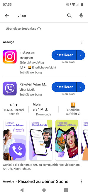 Wählen Sie die App