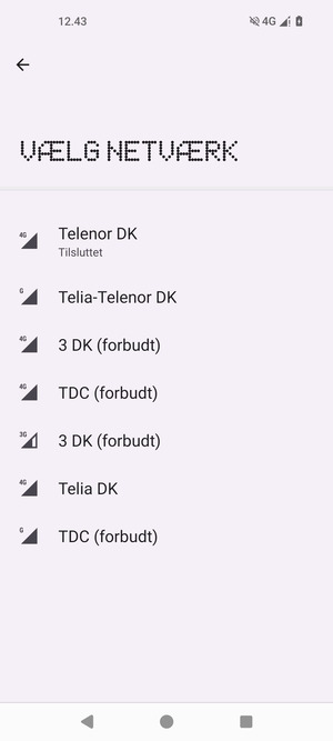 Vælg en netværksudbyder fra listen