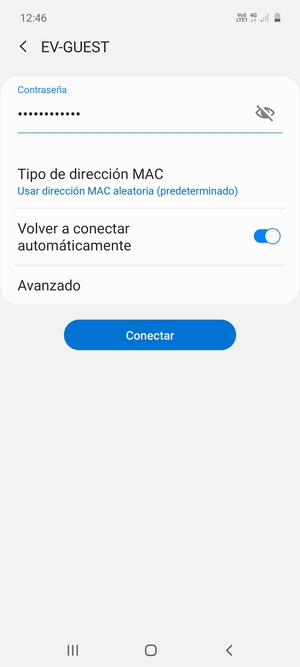 Introduzca la contraseña de Wi-Fi y seleccione Conectar