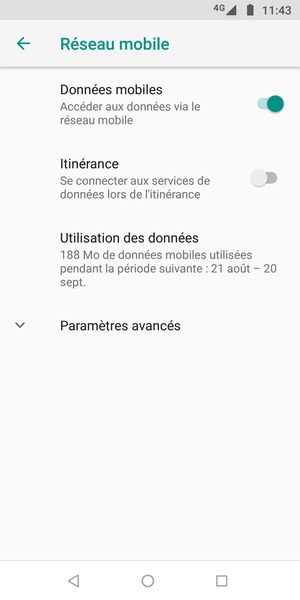 Sélectionnez Paramètres avancés