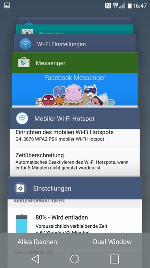 Wählen Sie Alles löschen, um alle laufende Apps zu schließen