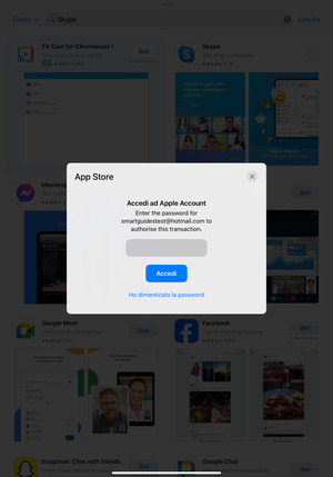 Inserisci Password ID Apple e seleziona Accedi