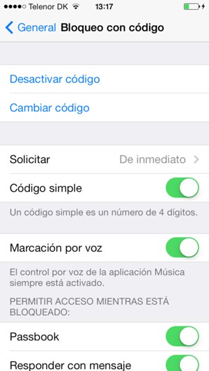 Seleccione Cambiar código