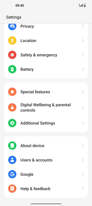 Scroll to and select Users & accounts