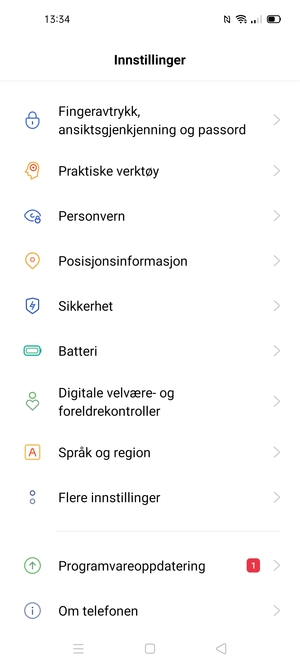Bla til og velg Sikkerhet