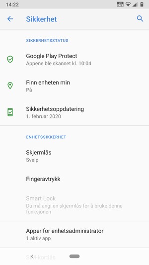 For å aktivere skjermlåsen, velg Skjermlås