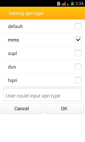 Check the mms checkbox and select OK