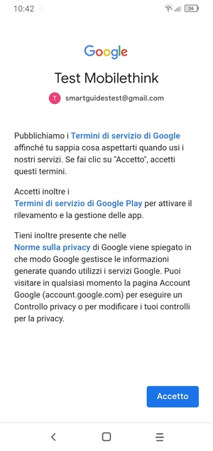 Seleziona Accetto
