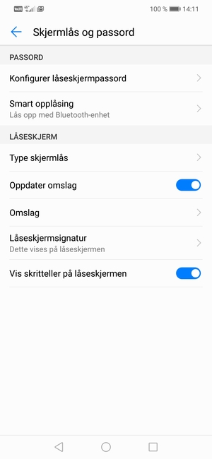 Velg Konfigurer låseskjermpassord