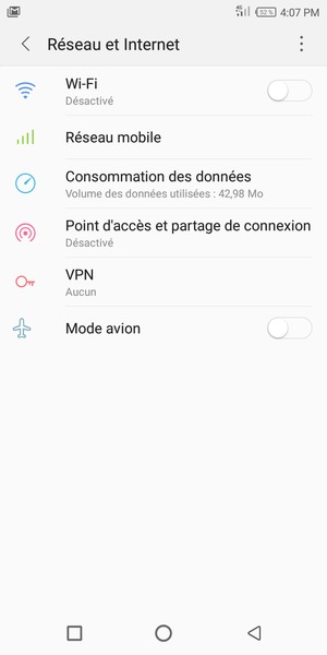 Sélectionnez Réseau mobile