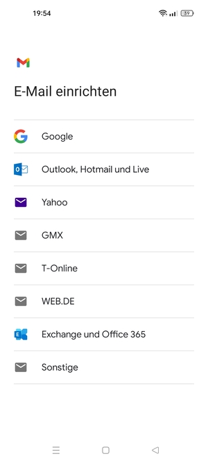 Wählen Sie Google