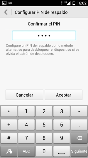 Confirme el PIN de respaldo y seleccione Aceptar
