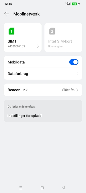 Vælg SIM1 eller SIM2