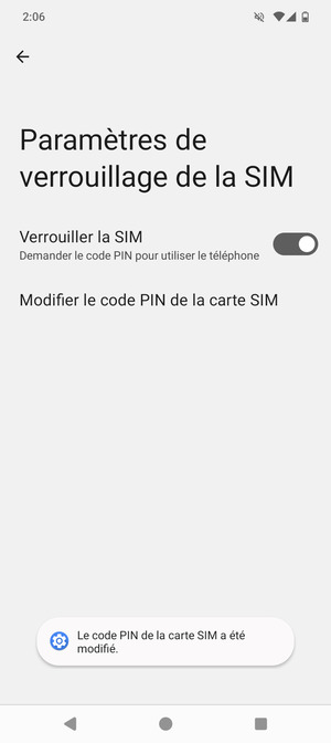 Votre code PIN de la carte SIM a été modifié