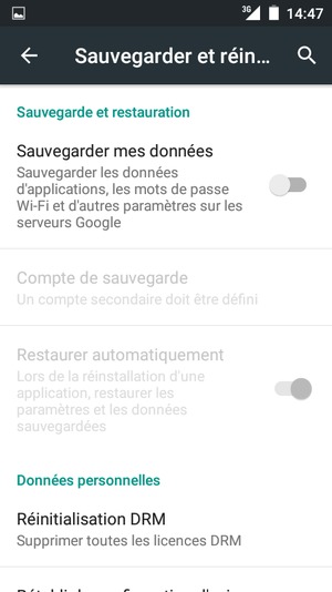 Activer le Sauvegarder mes données