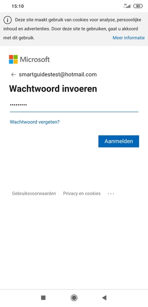 Voer uw Hotmail wachtwoord in en selecteer Aanmelden