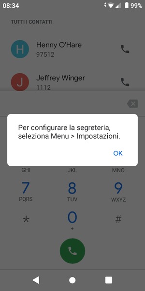 Se la segreteria telefonica non è configurata, seleziona OK