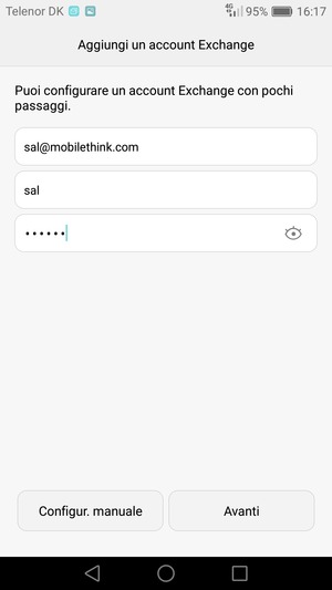 Inserisci indirizzo email, nome utente e password. Seleziona Avanti