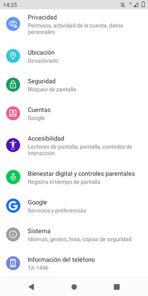 Desplácese y seleccione Seguridad