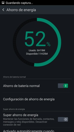 Seleccione Configuración de ahorro de energía