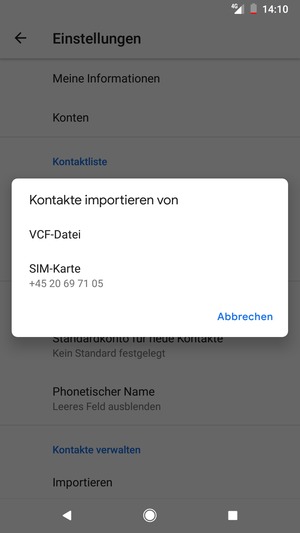 Wählen Sie SIM-Karte