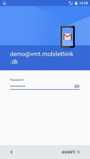 Inserisci la tua password e seleziona AVANTI