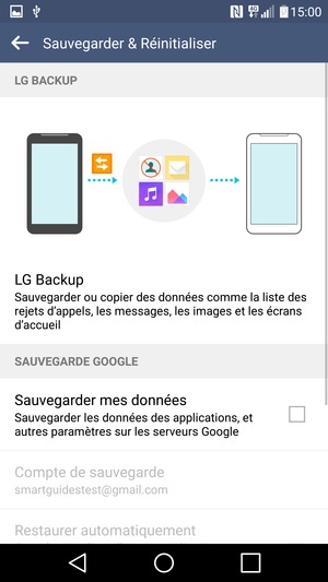 Cochez la case Sauvegarder mes données