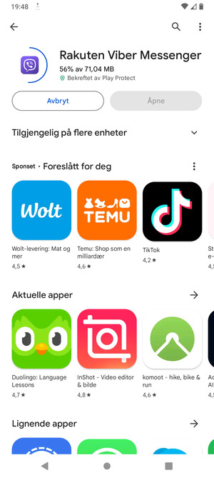 Vent til installasjonen er ferdig